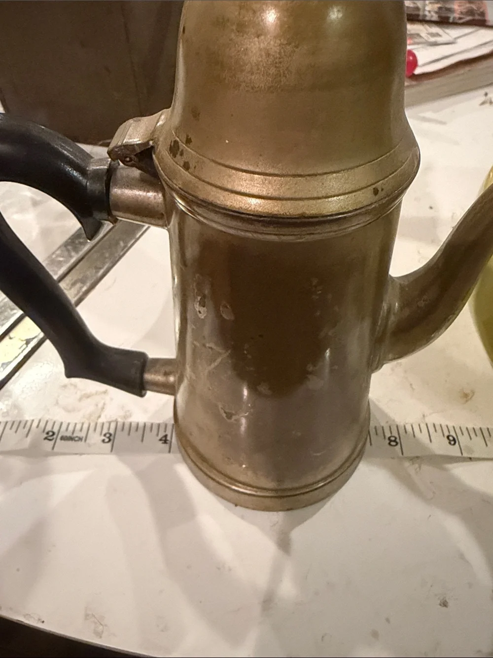 Antique Brass Coffee Pot with Black Handle